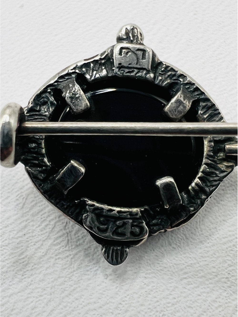 Vintage 925 Sterling Silver Black Onyx Dangle Earrings Artisan